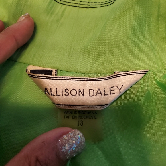 Allison Daley Women Vibrant Green Blue Trim Full Zip Front Sleeveless Vest - Picture 7 of 8